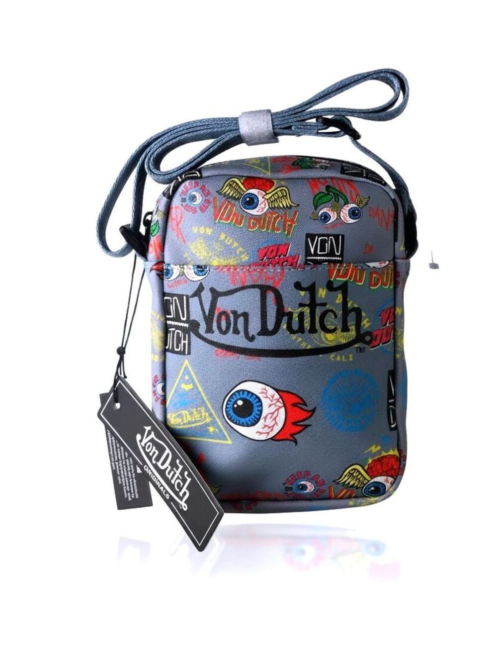 Von Dutch Men's JAX Crossbody Bag | Grey Color | Brand New